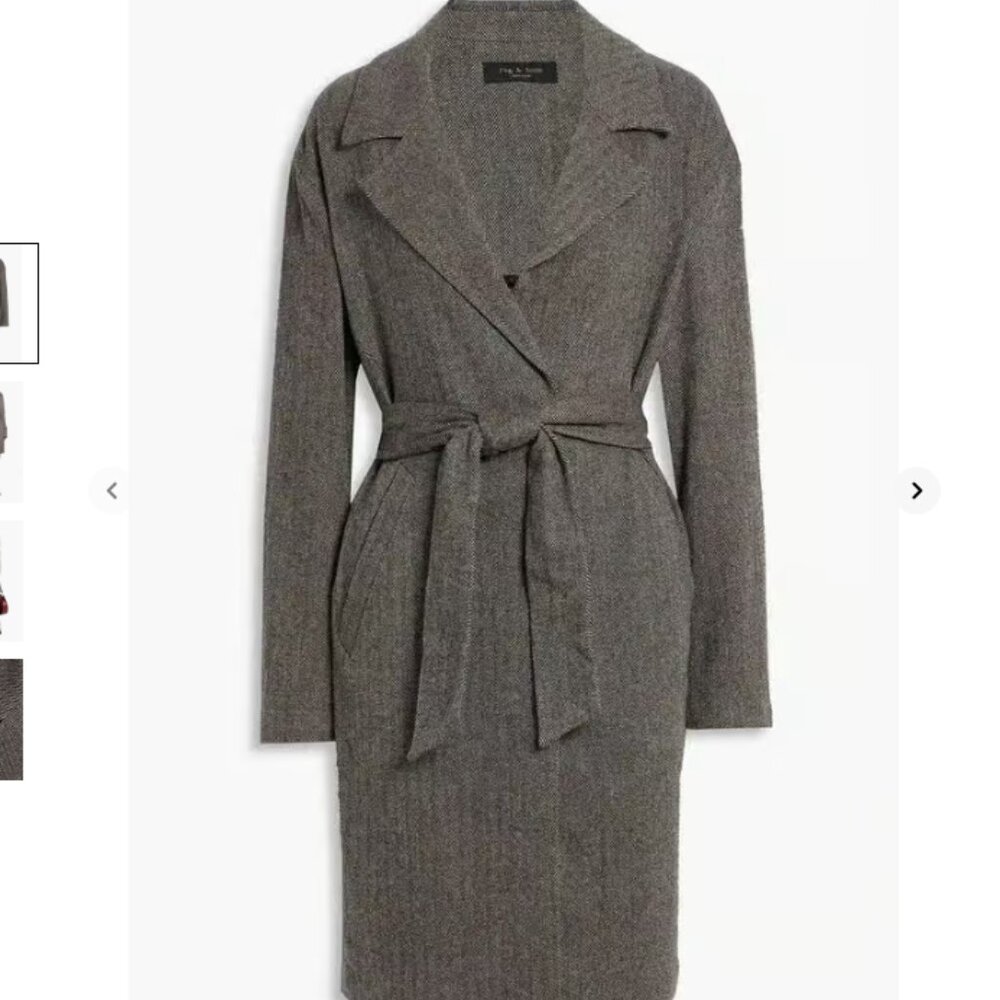 NWT rag & bone ​Sven Herringbone Belted Wool Coat - Picture 2 of 8